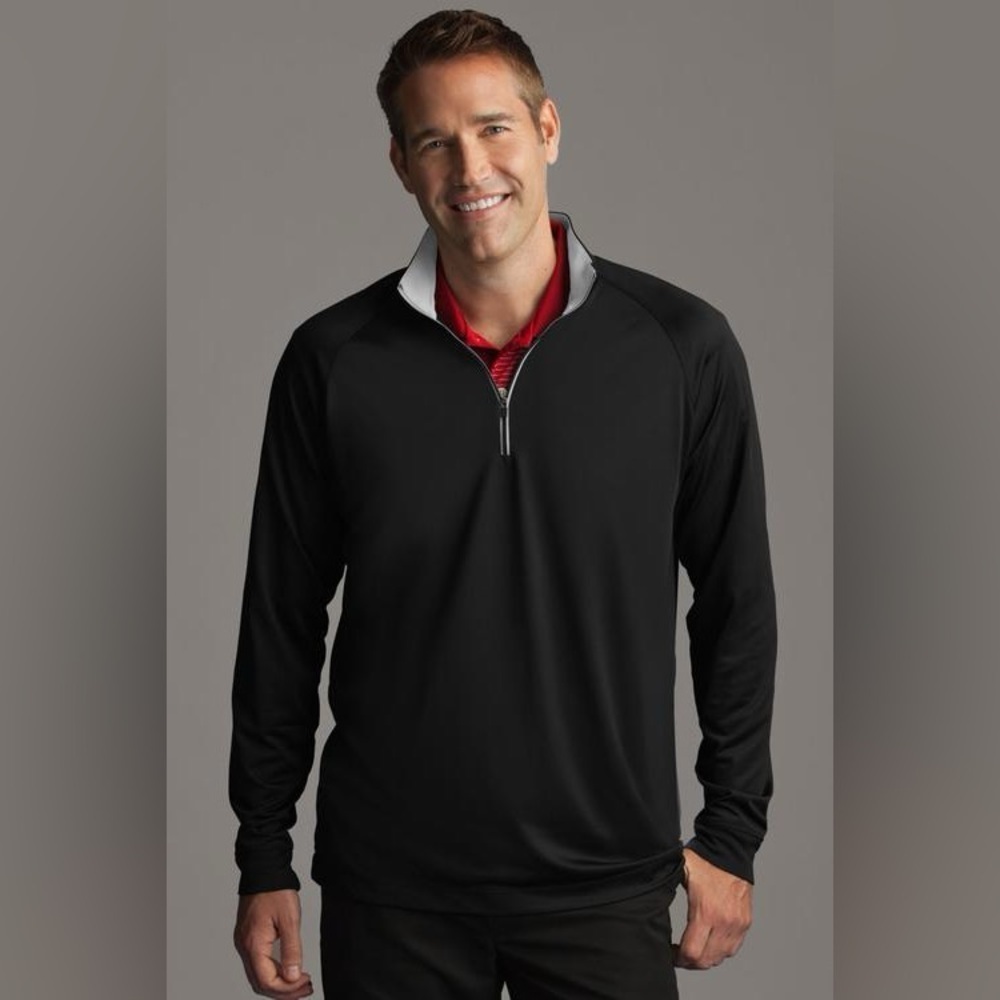 Greg Norman Black Play Dry ¼-Zip Performance Mock Size L EUC